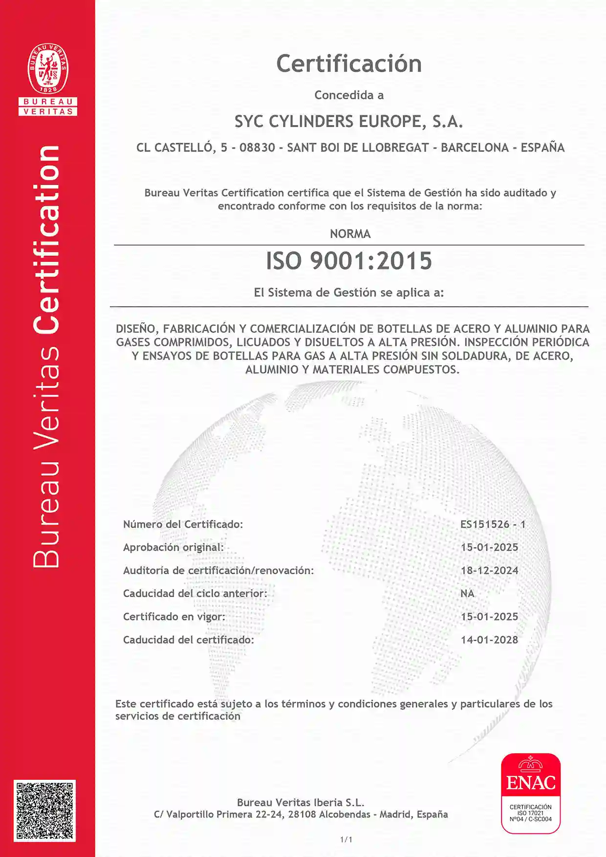 certificacion homologacion 300 450 bar